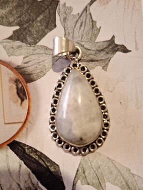 Sterling-Style White Teardrop Pendant Necklace